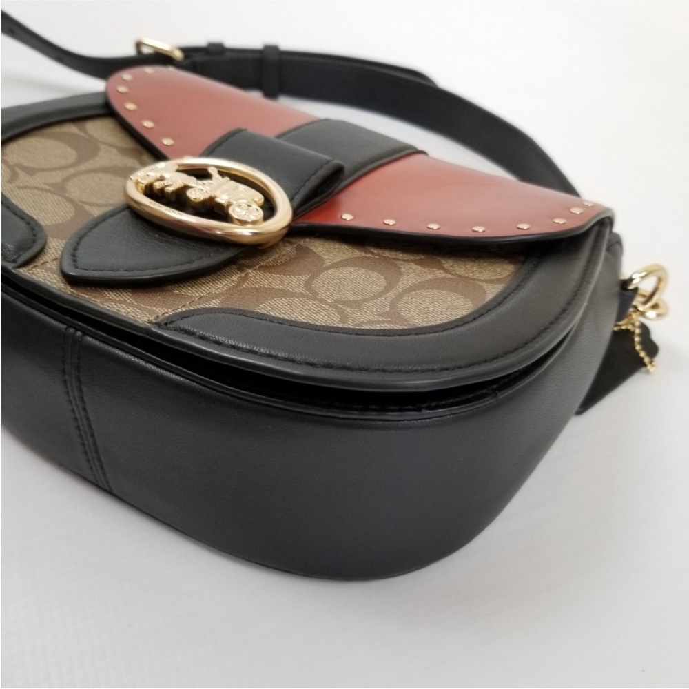 Coach Brown and Black Women's Bag Coach Georgie Saddle Bag Crossbody - Picture 4 of 16
